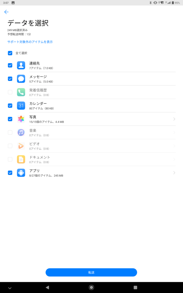 Phone Cloneで引き継げるデータ