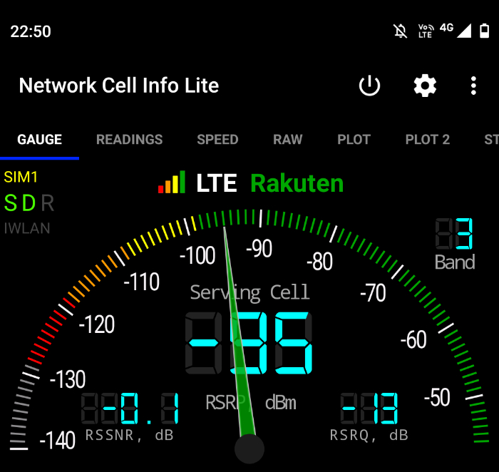 moto g52j 5GでBand 3を確認