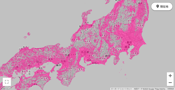 2023年9月楽天回線エリア