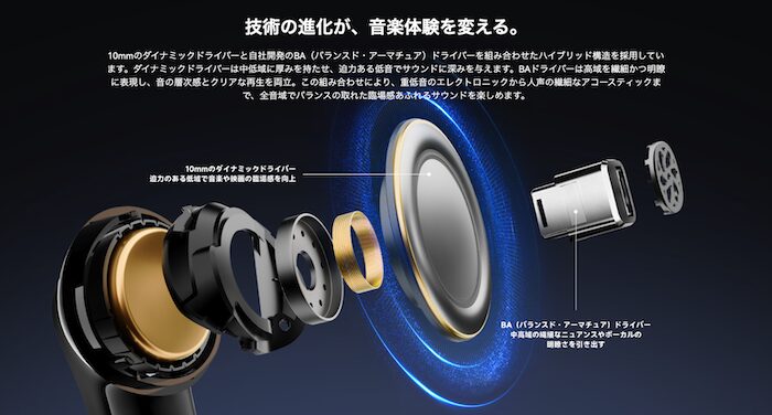 EarFun Air Pro 4+のデュアルドライバー