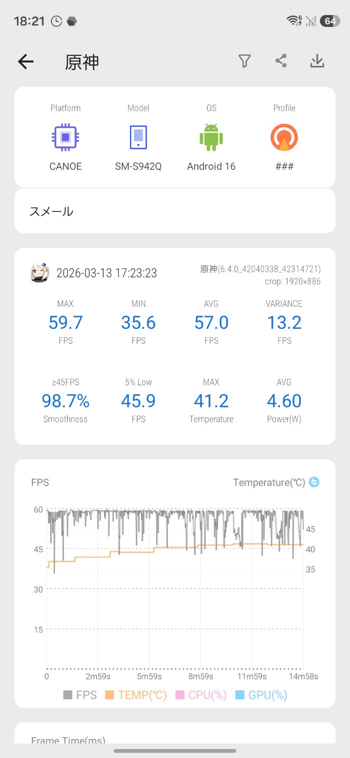 Galaxy S26で原神を検証