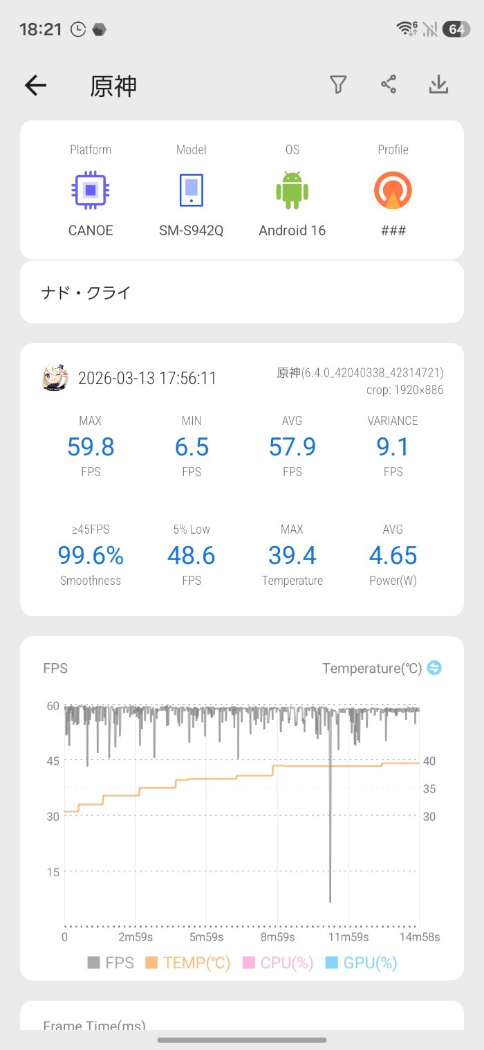 Galaxy S26で原神を検証