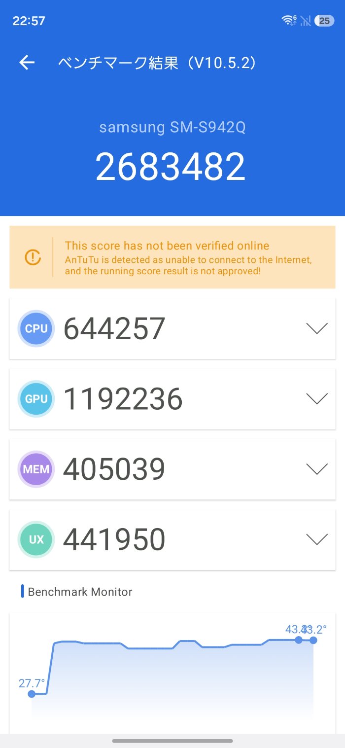 Galaxy S26のAnTuTuスコア