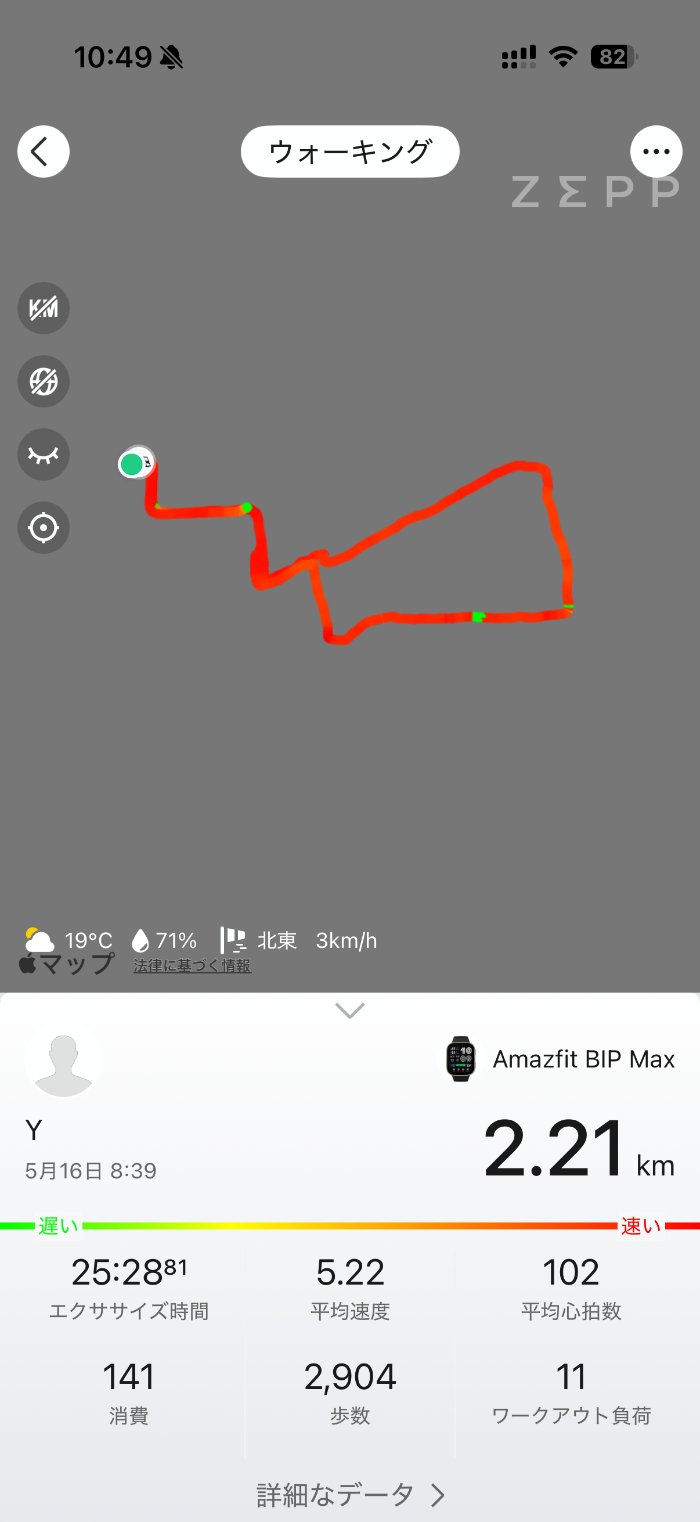 Amazfit Bip Maxのワークアウト計測