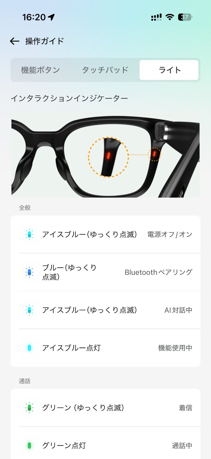 Rokid Ai Glasses StyleのLEDインジケーター